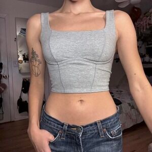Victoria's Secret PINK Heather Gray Corset Style Crop Top Small
